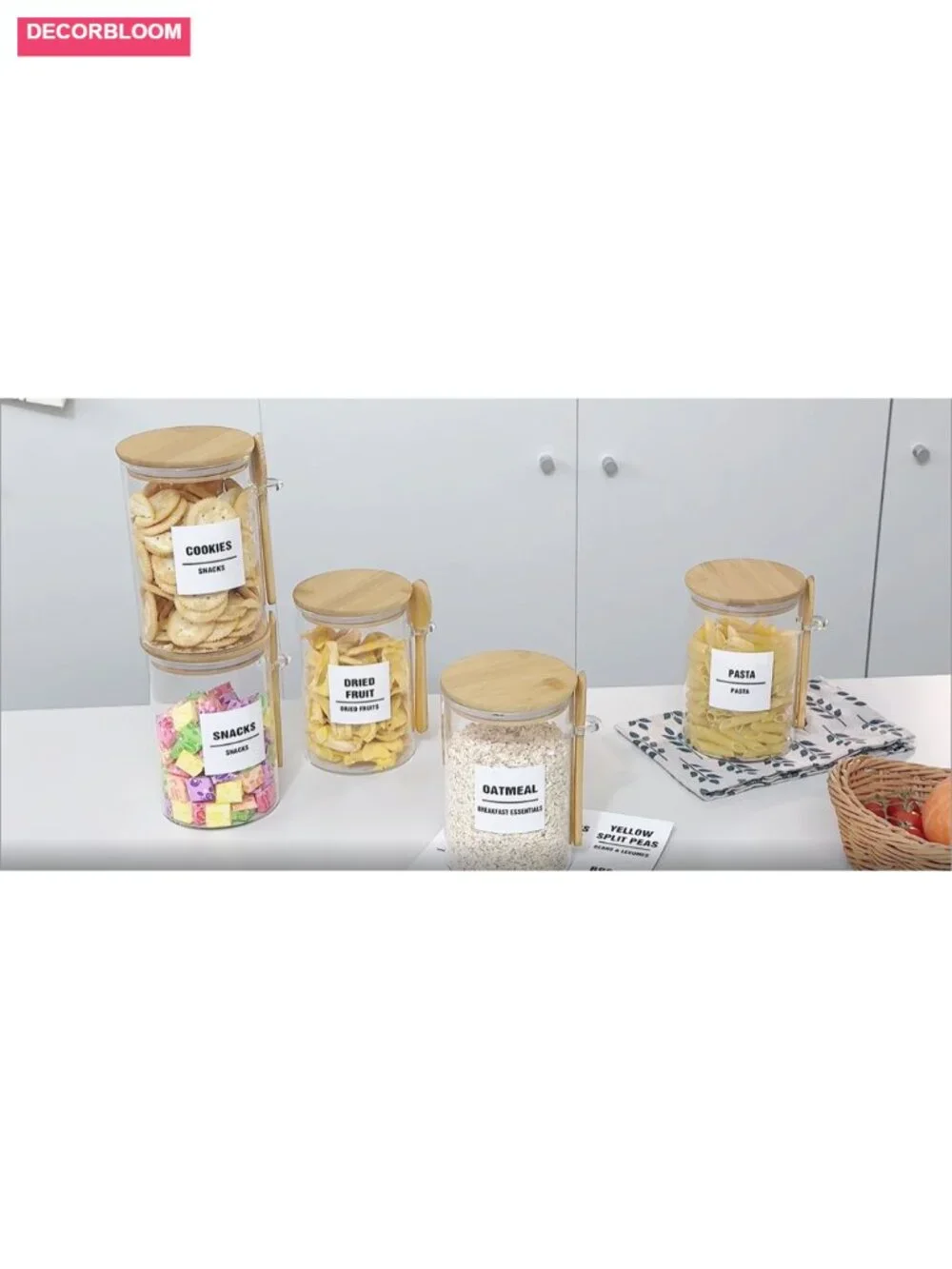 6 Pack 32oz Glass Jars with Bamboo Lids, Airtight Food Storage Canisters